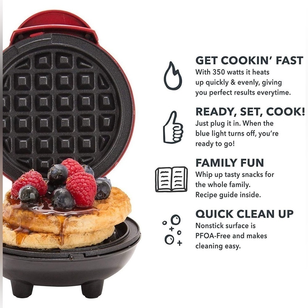 Dash Mini Maker: Aqua Mini Waffle Maker Machine - Pre-owned In Box - Picture 12 of 16